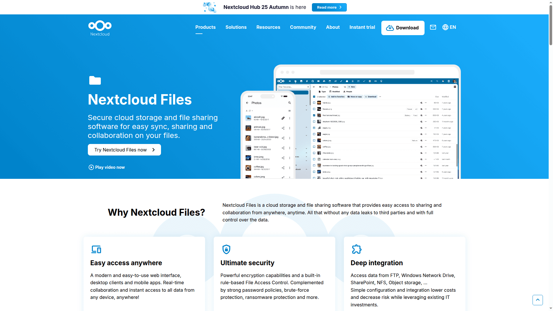 Interface do Nextcloud Files mostrando gerenciamento de arquivos e colaboração